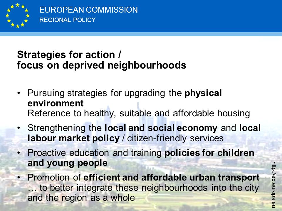 Strategies for action / focus on deprived neighbourhoods
