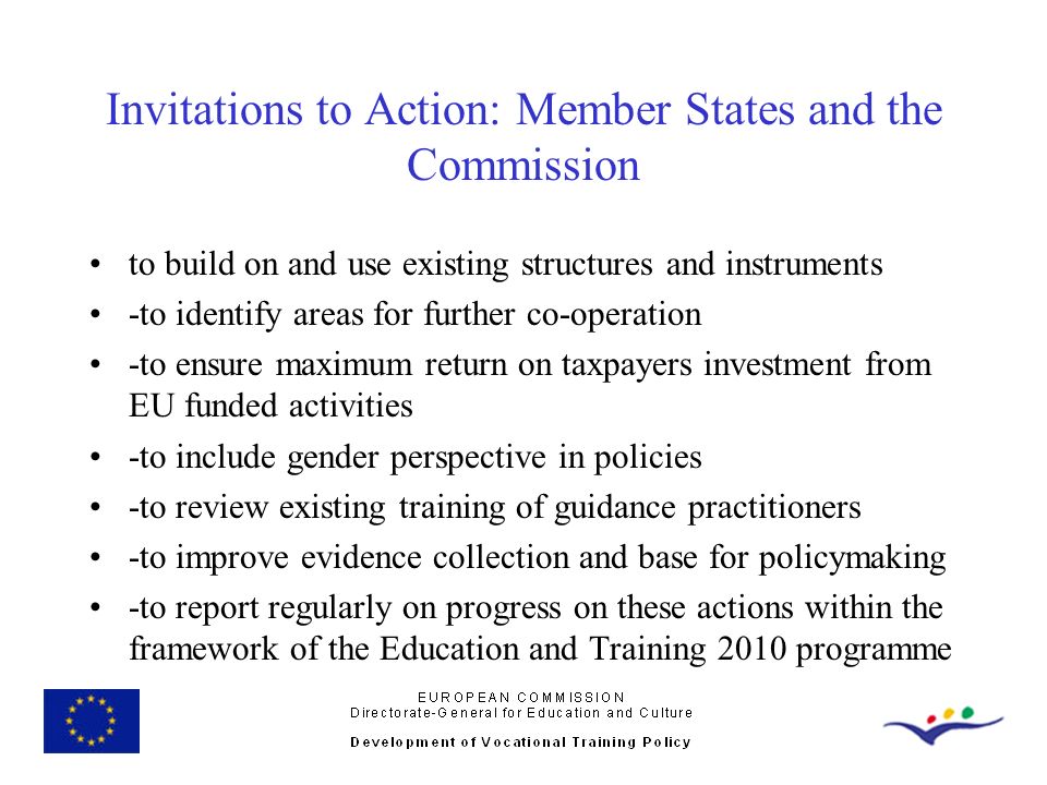 Invitations to Action: Member States and the Commission