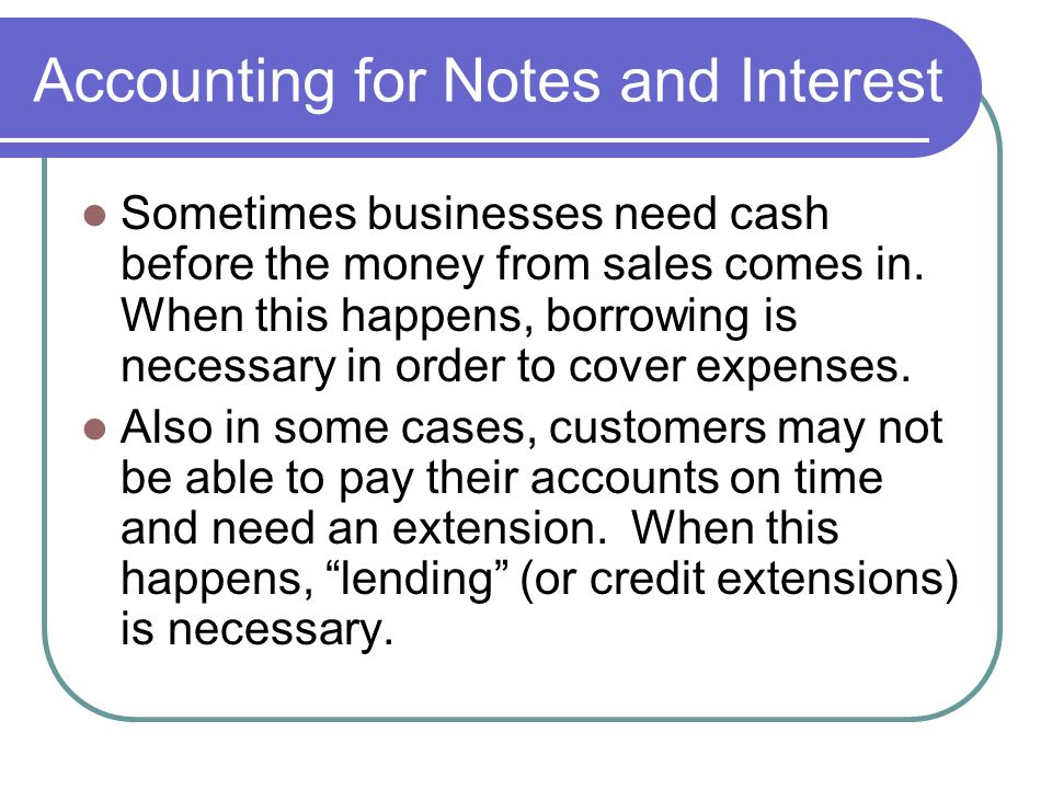 Accounting for Notes and Interest