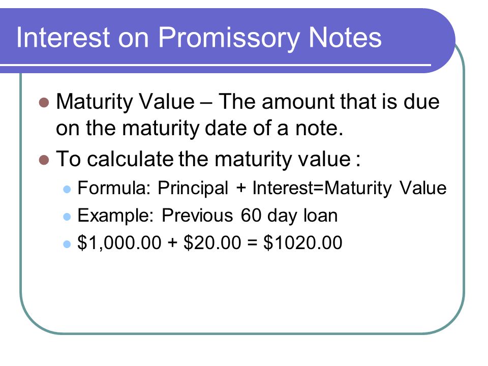 Interest on Promissory Notes