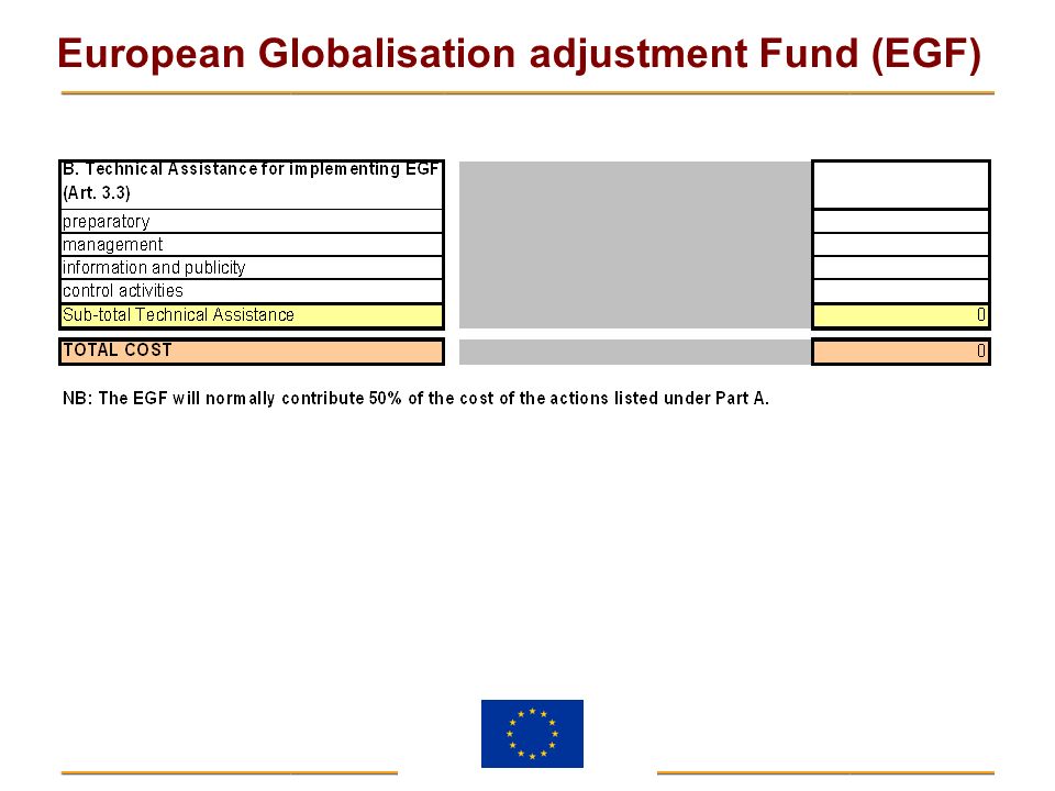 Section B, shown here, refers to the preparatory actions that the EGF may finance if the Member State requests it. These activities are listed in Article 3 of the Regulation.