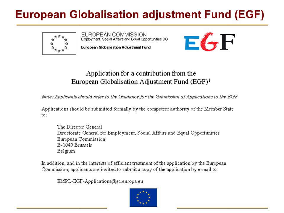 The document that you have in front of you, which you see on the screen, and which is available on the EGF website, is the Commission’s proposed Standardised Application Form.