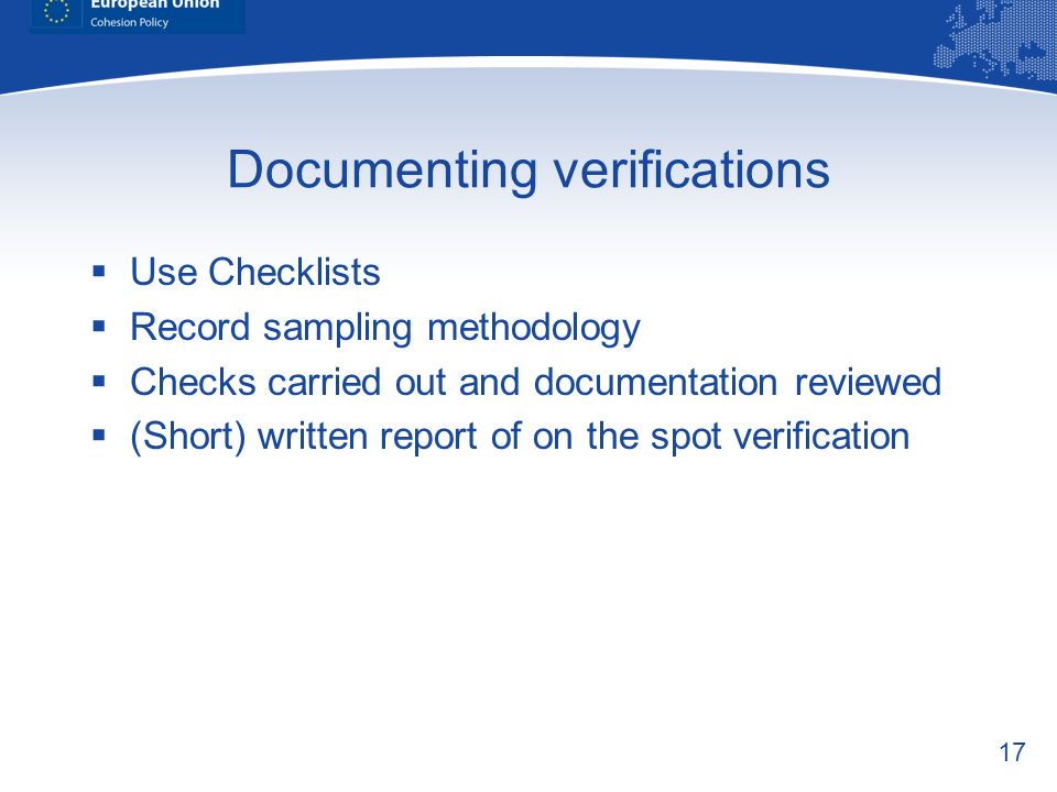 Documenting verifications