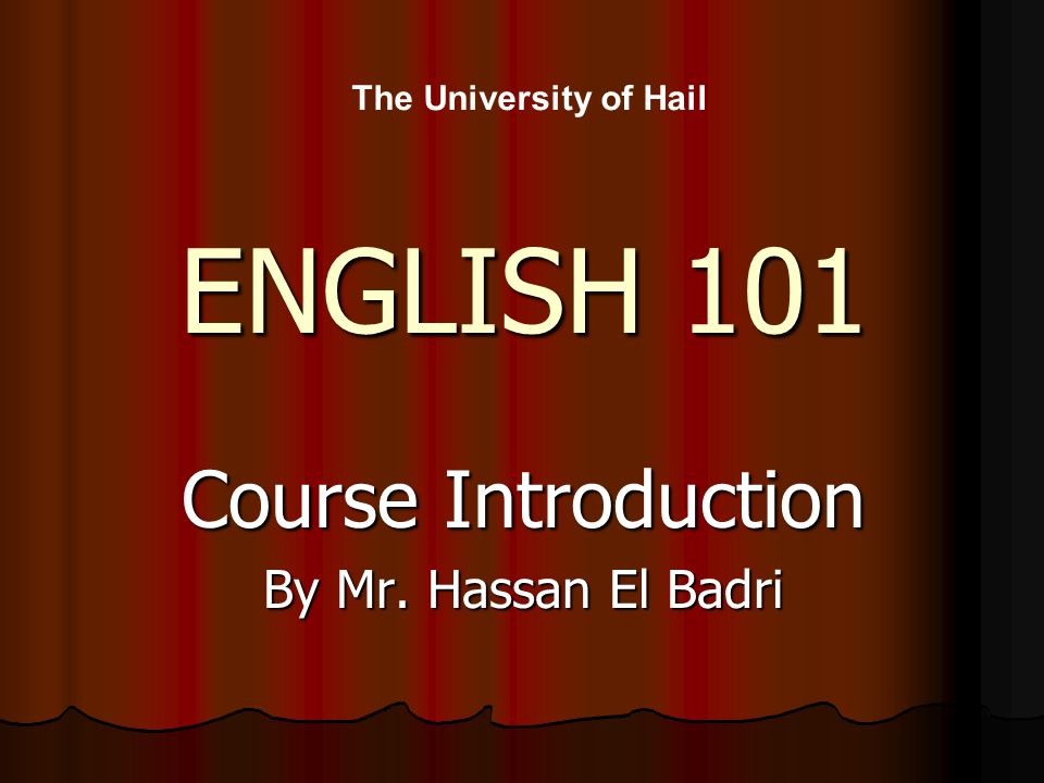 Course Introduction By Mr. Hassan El Badri