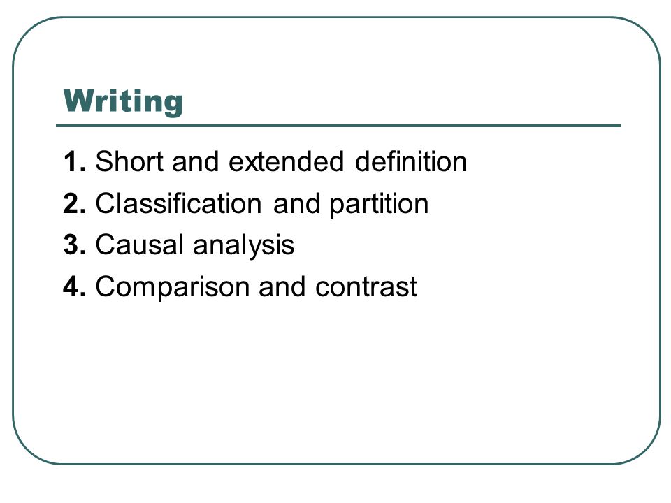 Writing 1. Short and extended definition