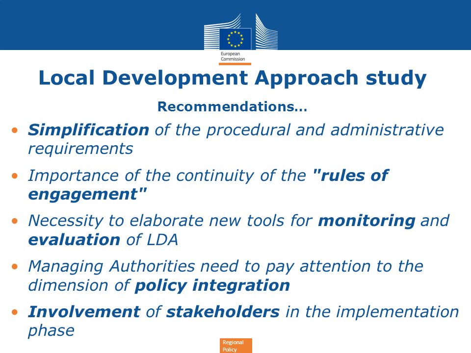 Local Development Approach study Recommendations…