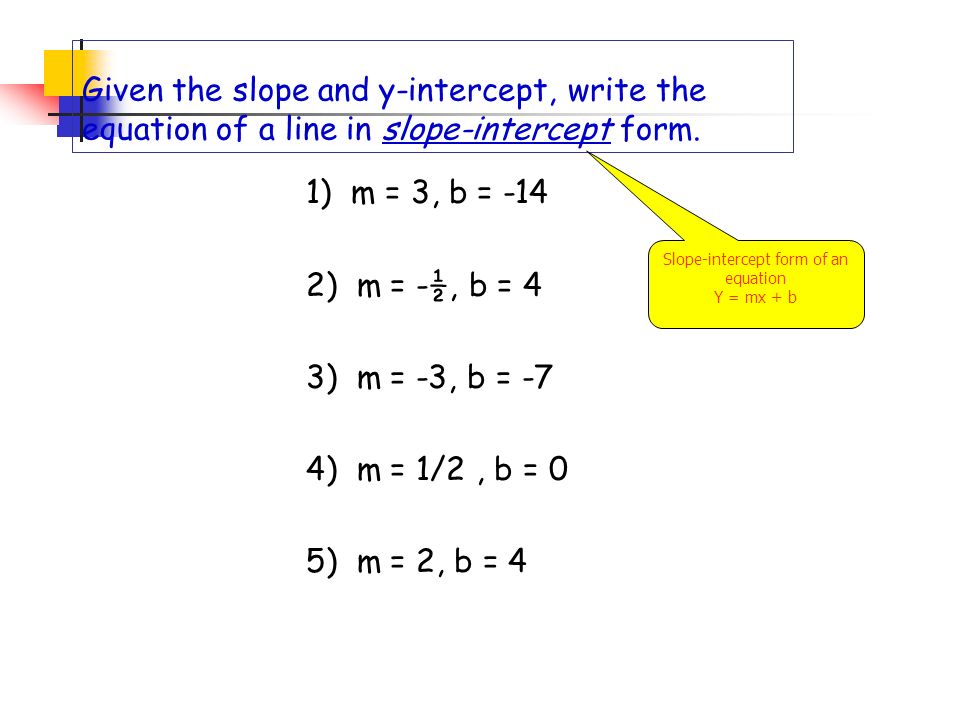 Slope-intercept form of an equation