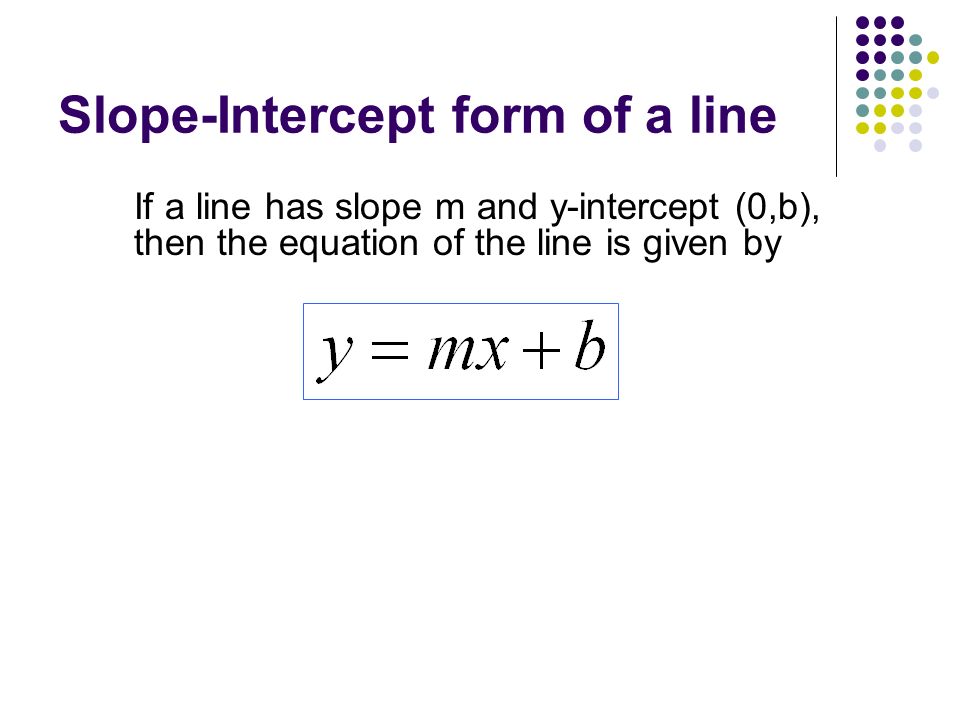 Slope-Intercept form of a line