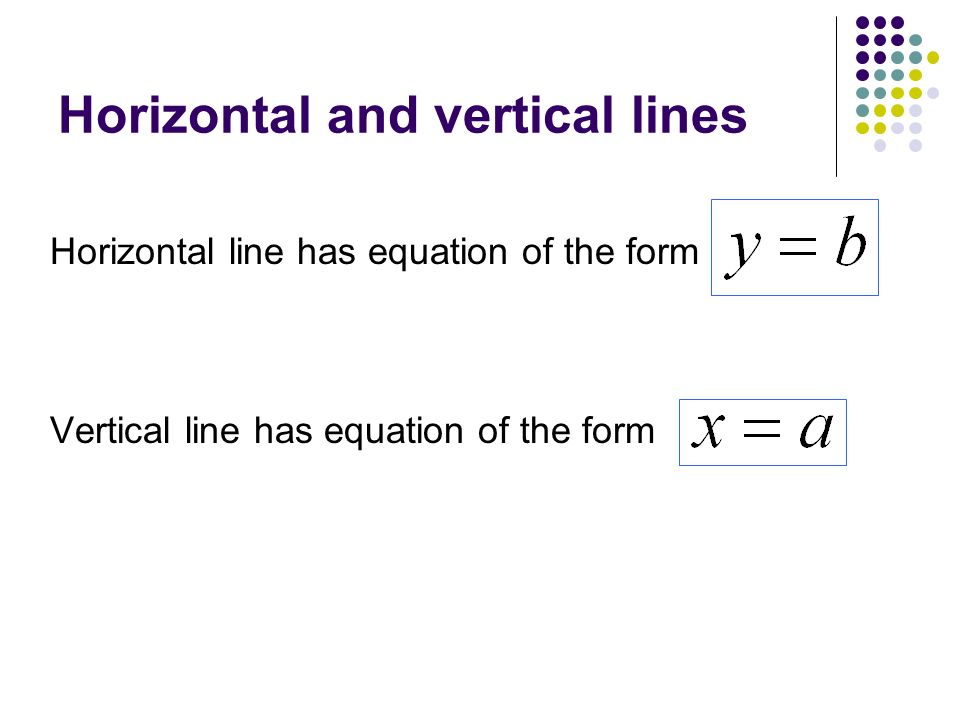 Horizontal and vertical lines