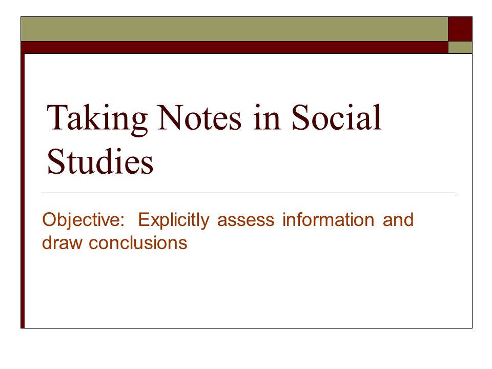 Taking Notes in Social Studies