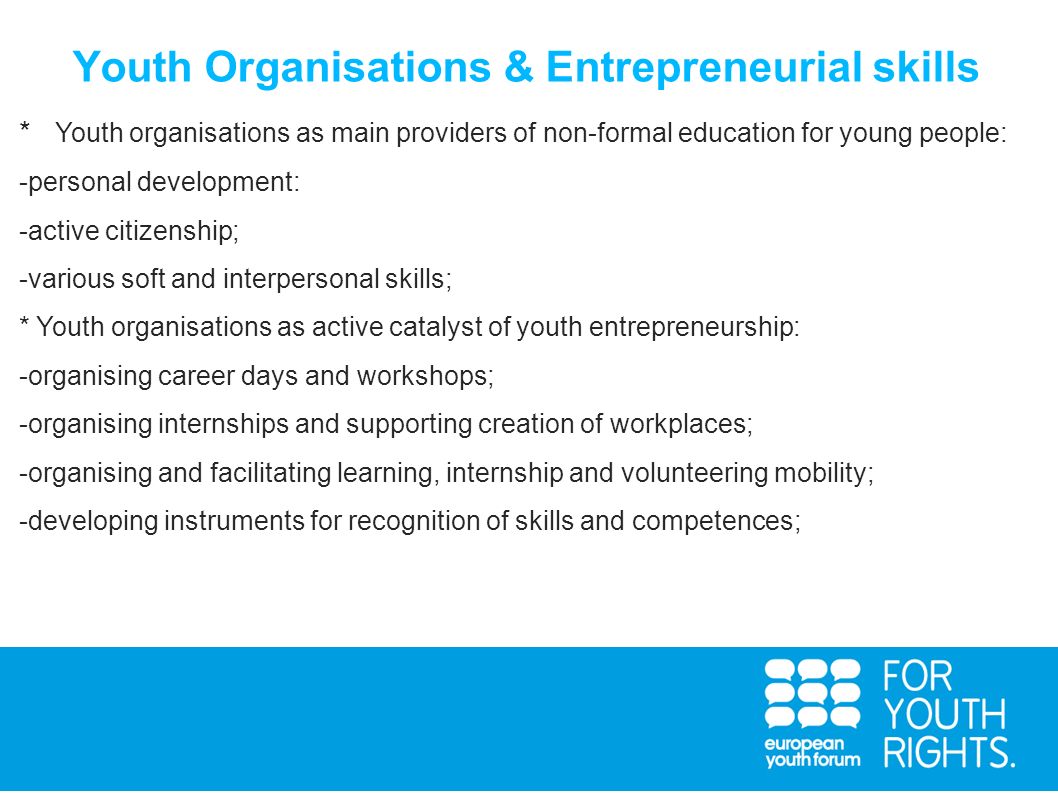 Youth Organisations & Entrepreneurial skills