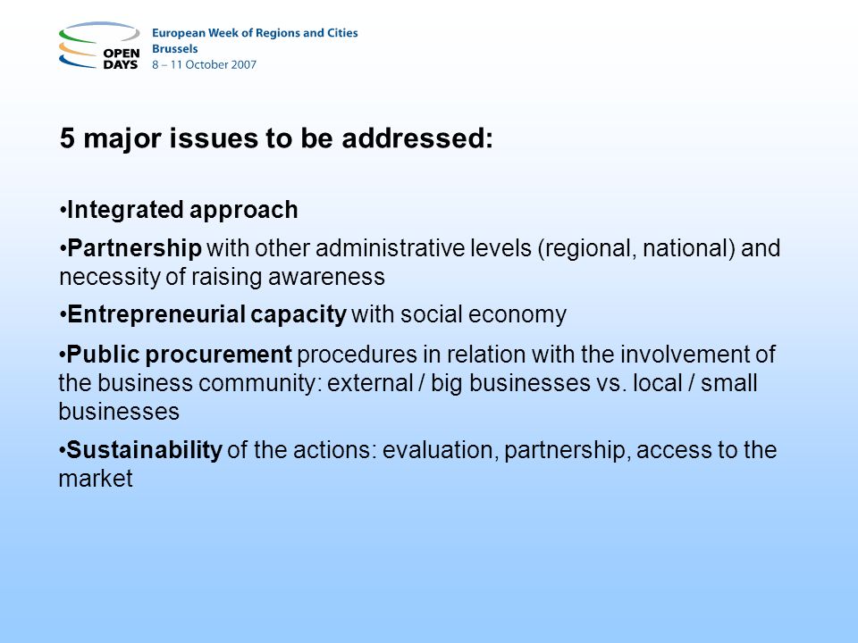 5 major issues to be addressed: