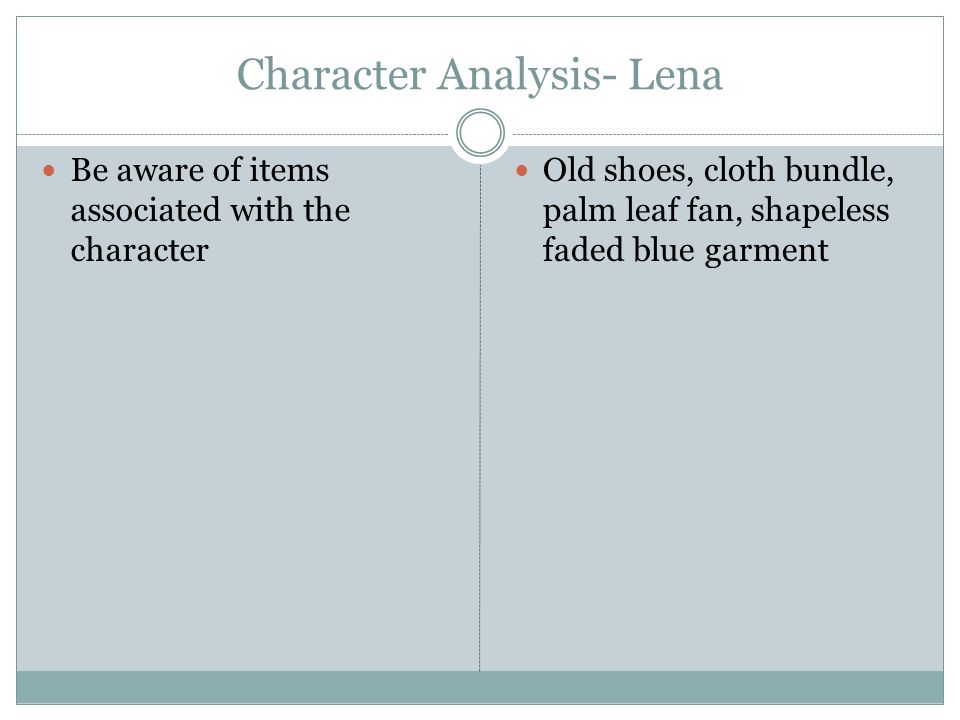 Character Analysis- Lena
