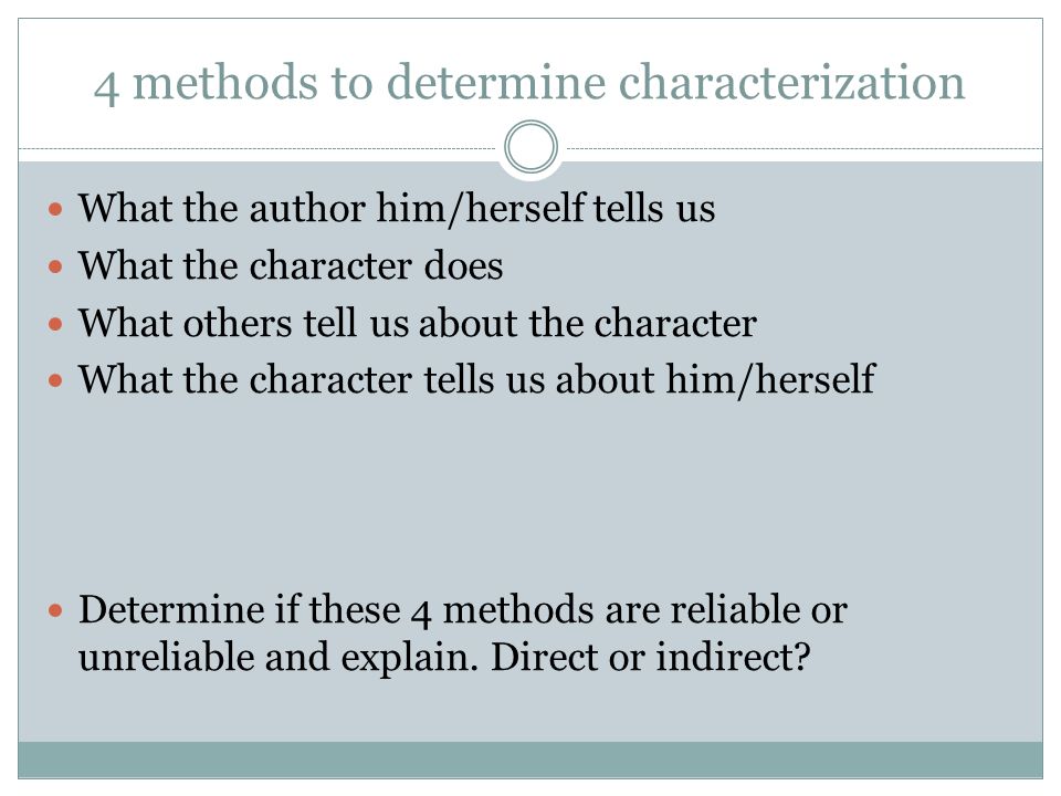 4 methods to determine characterization