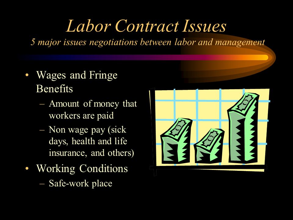 Labor Contract Issues 5 major issues negotiations between labor and management