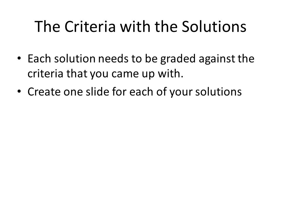 The Criteria with the Solutions
