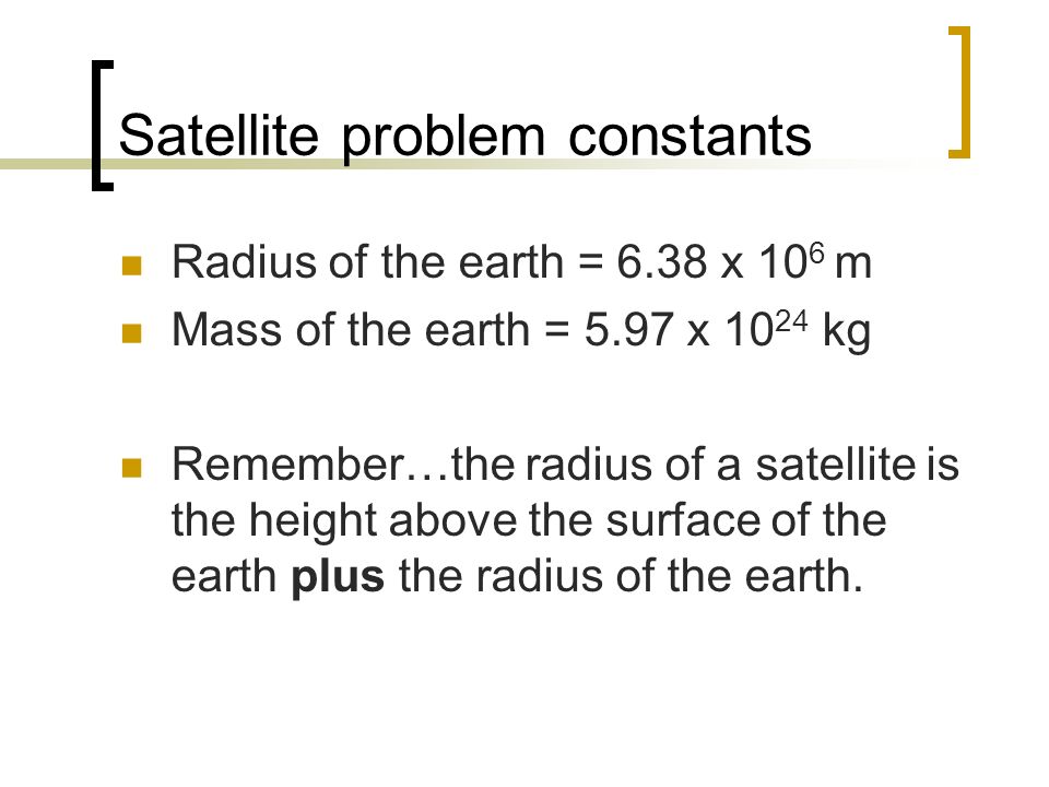 Satellite problem constants