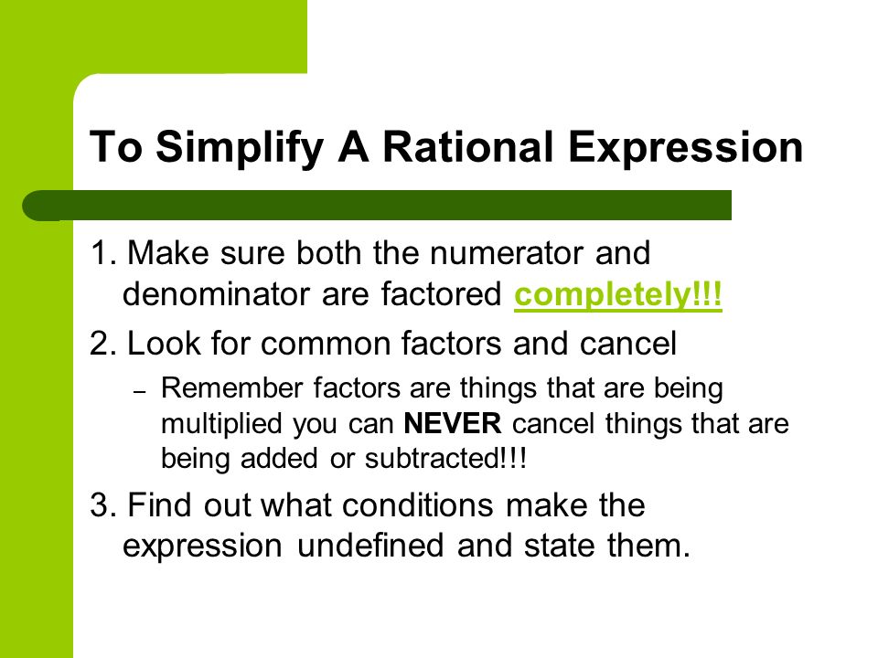 To Simplify A Rational Expression