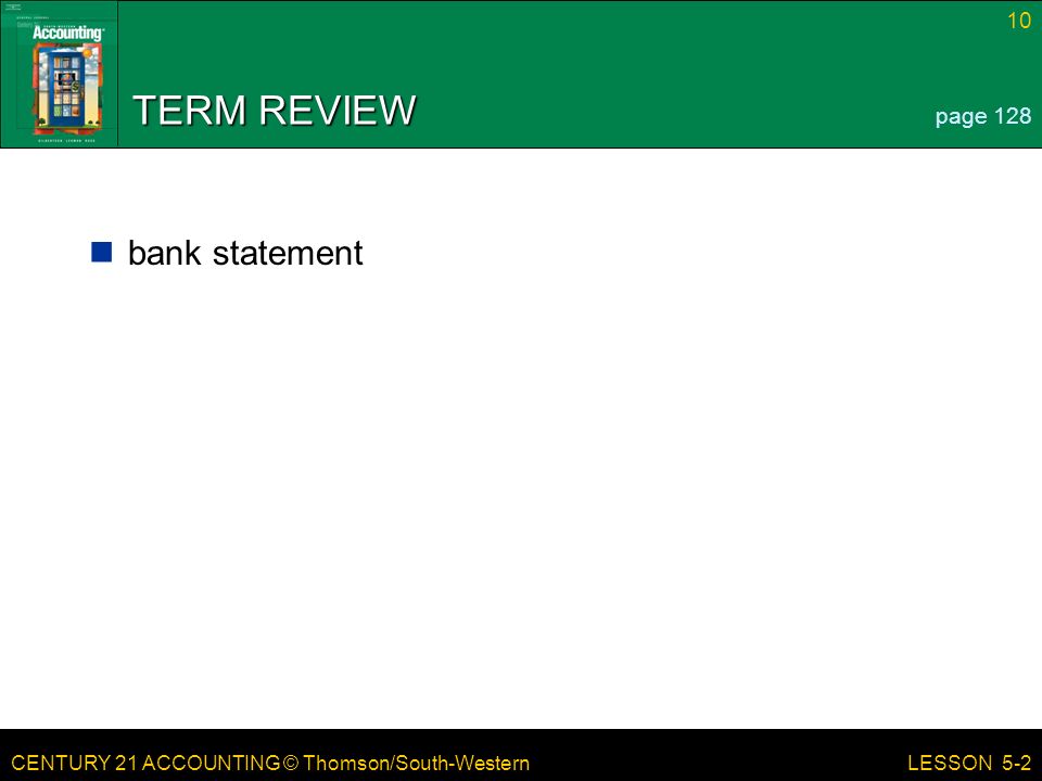 TERM REVIEW page 128 bank statement LESSON 5-2