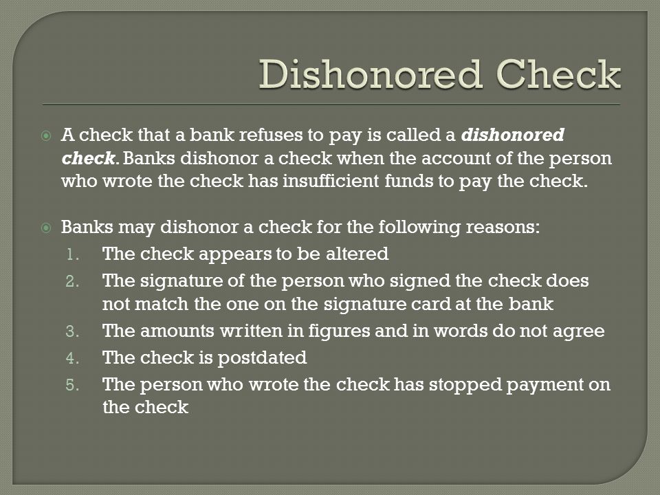 Dishonored Check