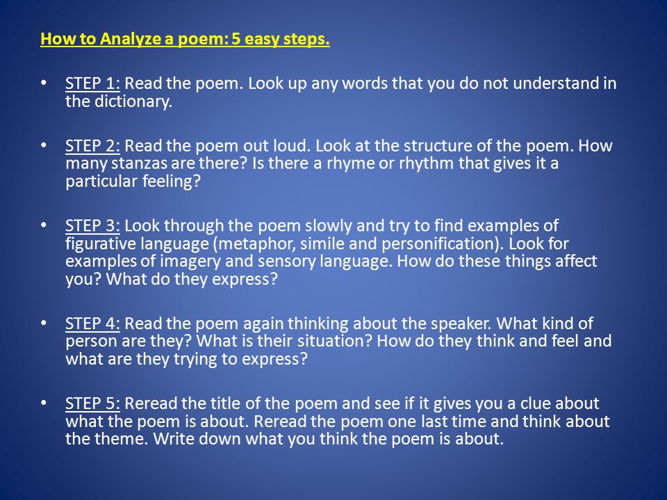 How to Analyze a poem: 5 easy steps.
