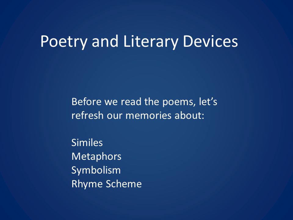 Poetry and Literary Devices