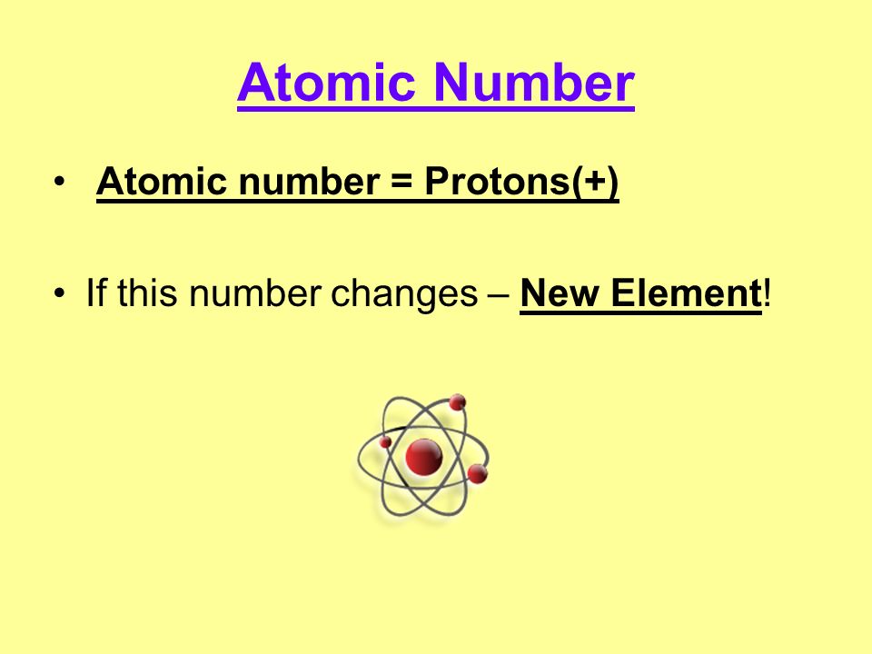 Atomic Number Atomic number = Protons(+)