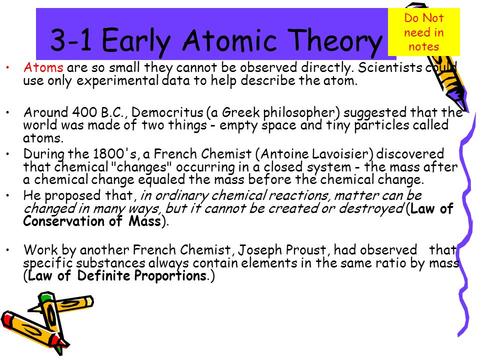 3-1 Early Atomic Theory Do Not need in notes.