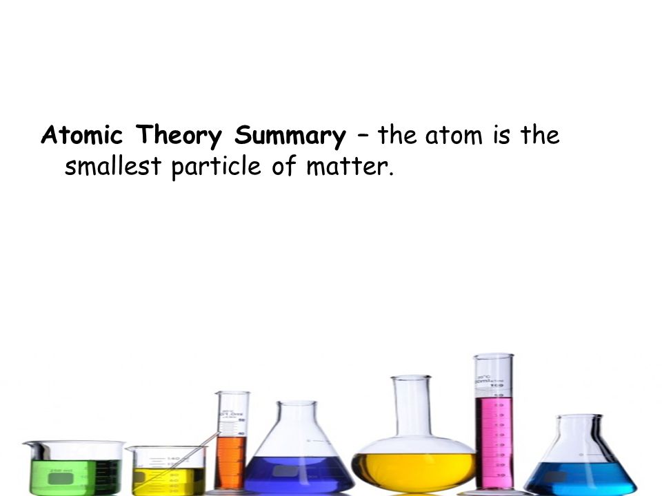 Atomic Theory Summary – the atom is the smallest particle of matter.