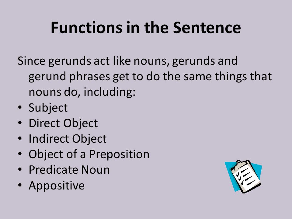 Functions in the Sentence