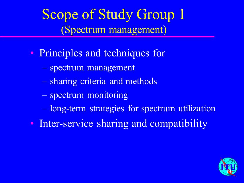 Scope of Study Group 1 (Spectrum management)