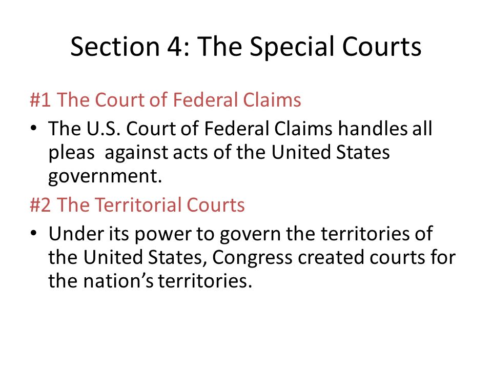 Section 4: The Special Courts