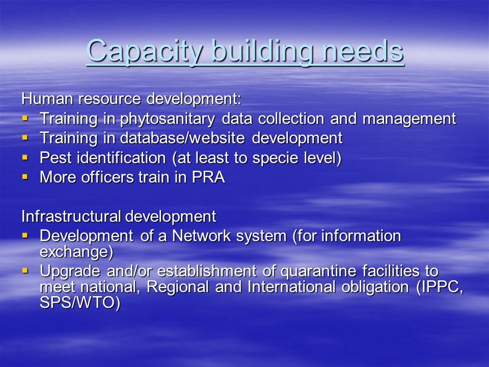 Capacity building needs