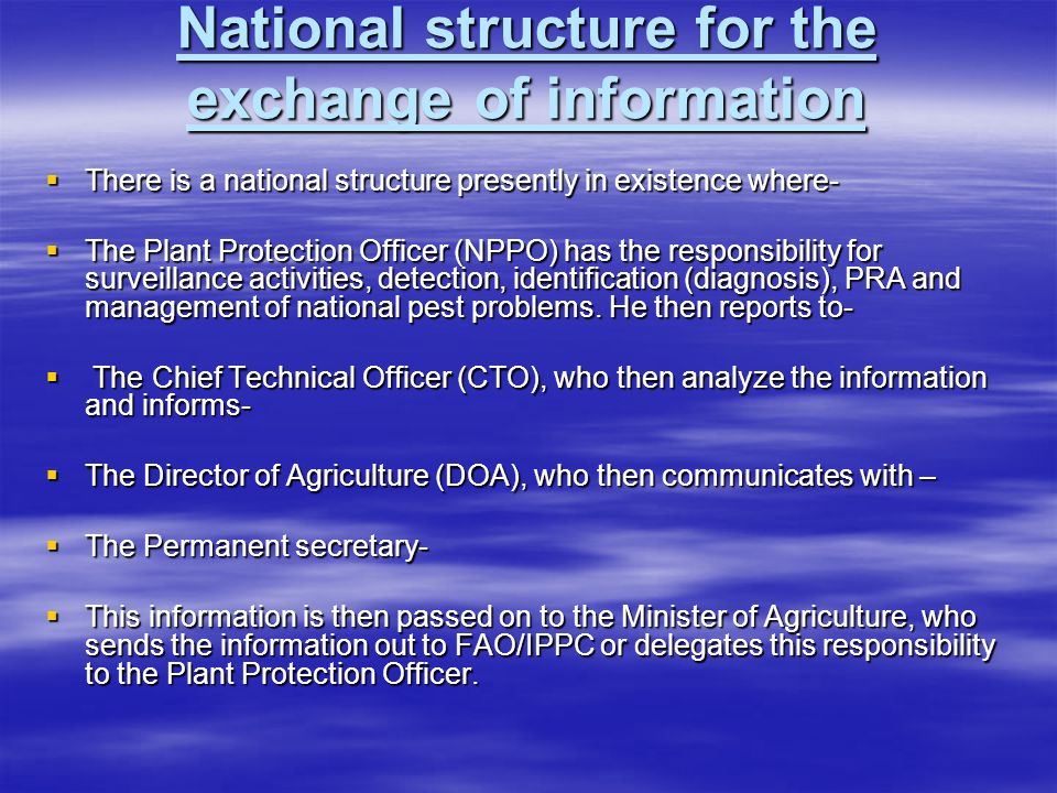 National structure for the exchange of information