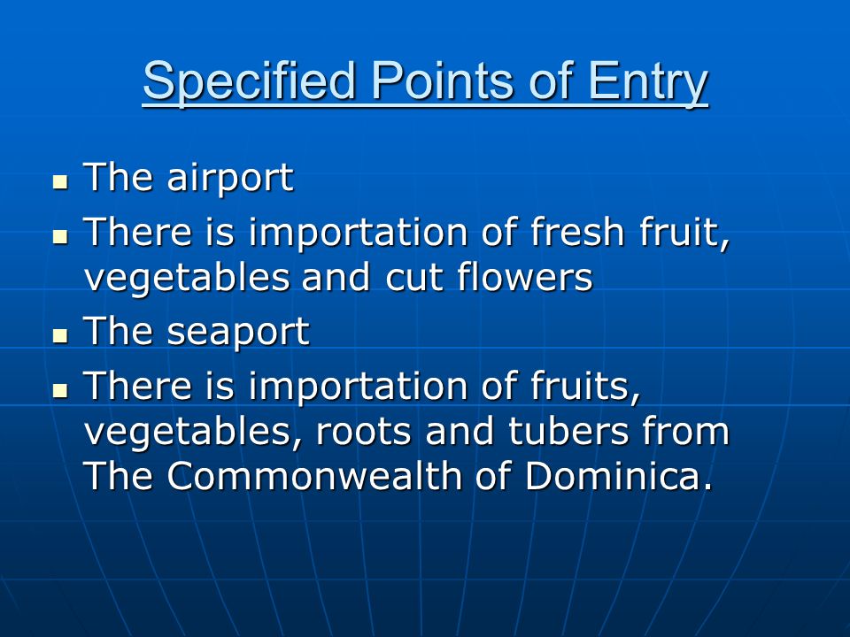 Specified Points of Entry
