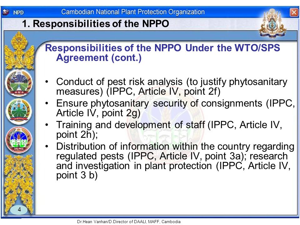 1. Responsibilities of the NPPO