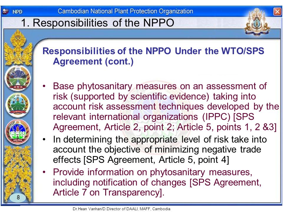 1. Responsibilities of the NPPO