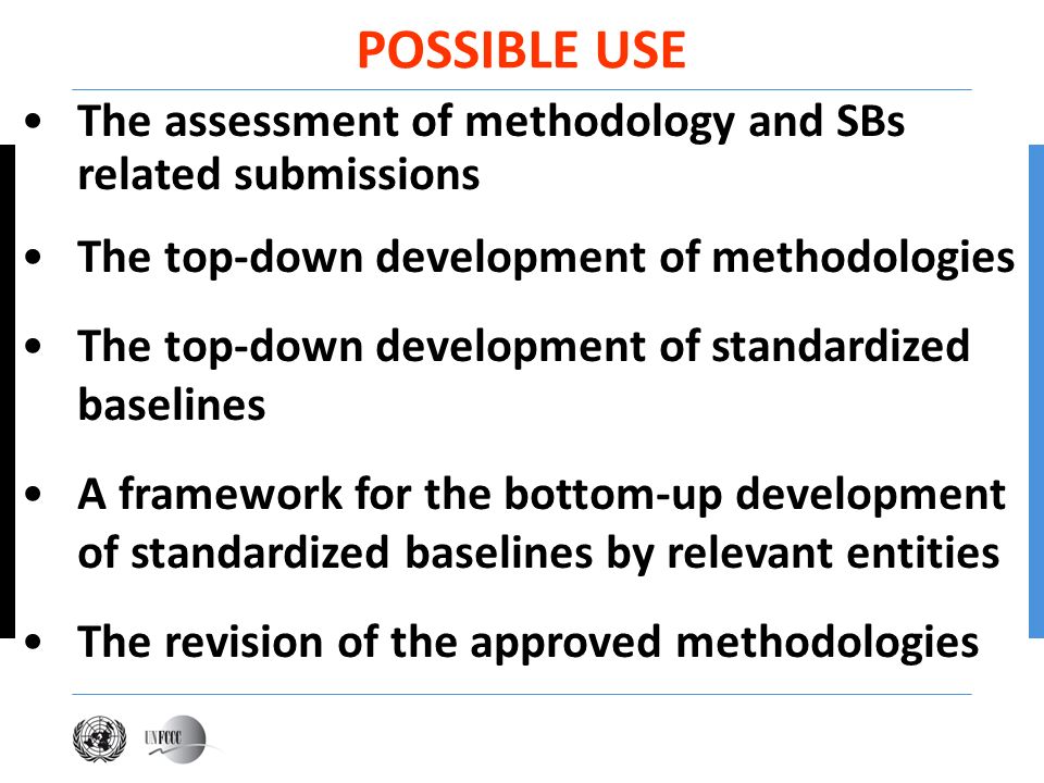 POSSIBLE USE The assessment of methodology and SBs related submissions