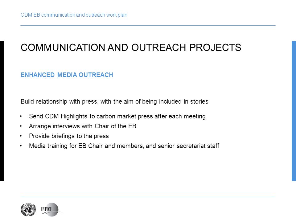 CDM EB communication and outreach work plan
