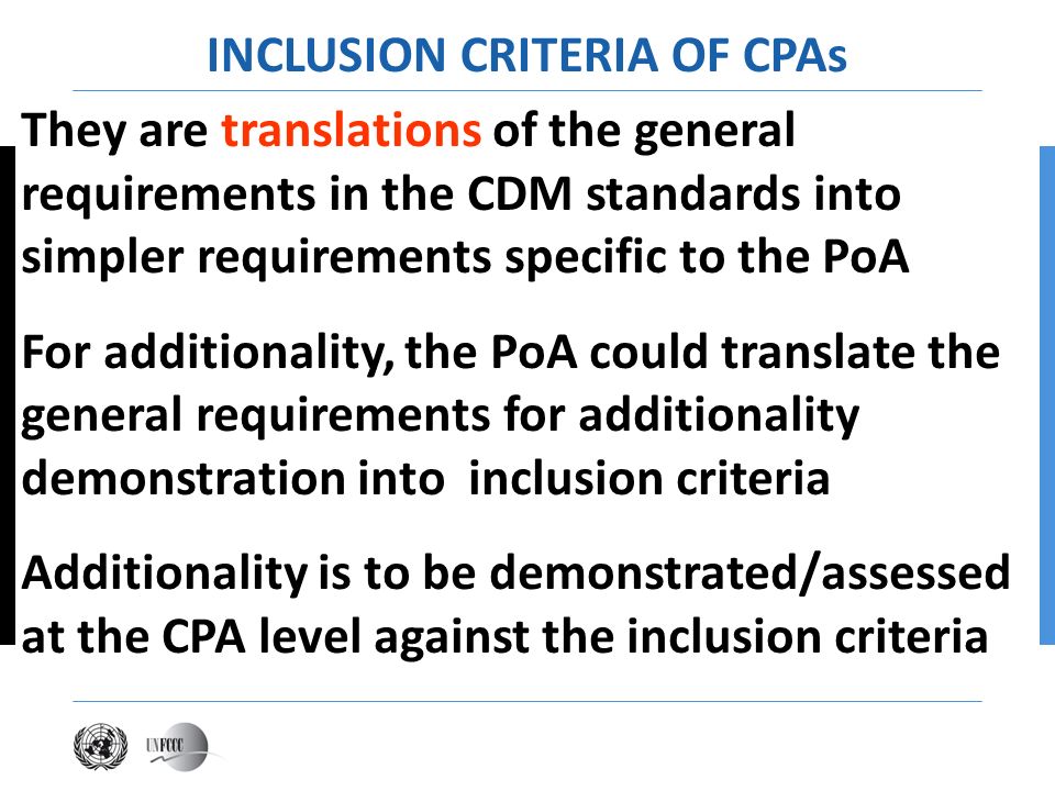 INCLUSION CRITERIA OF CPAs