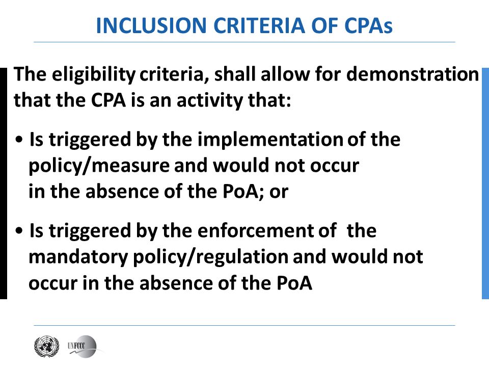 INCLUSION CRITERIA OF CPAs