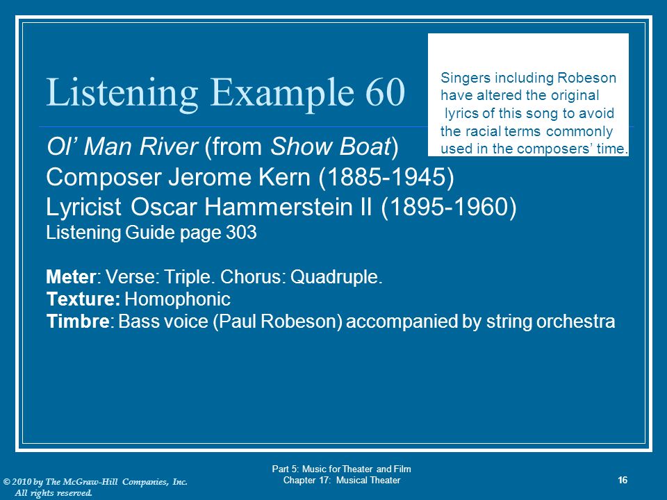 Part 5: Music for Theater and Film Chapter 17: Musical Theater
