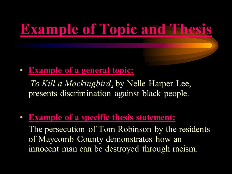 Example of Topic and Thesis