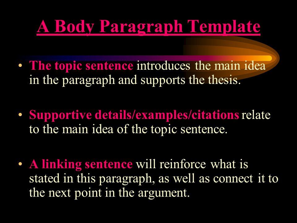A Body Paragraph Template