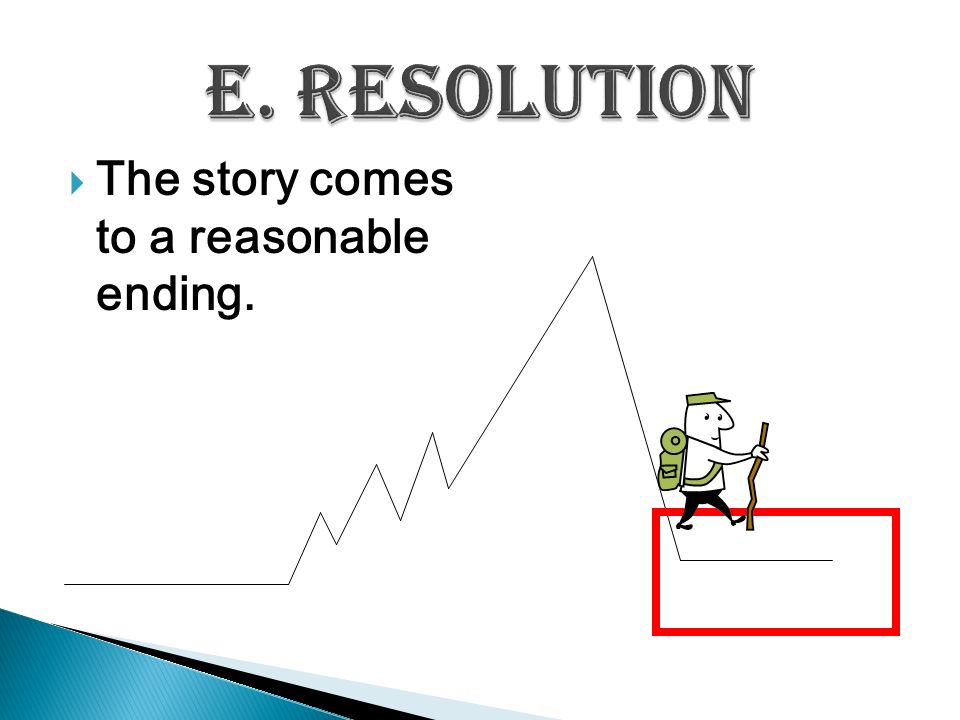 E. Resolution The story comes to a reasonable ending.