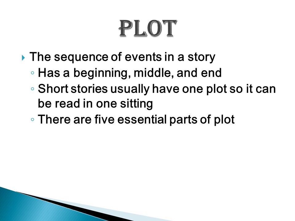 Plot The sequence of events in a story