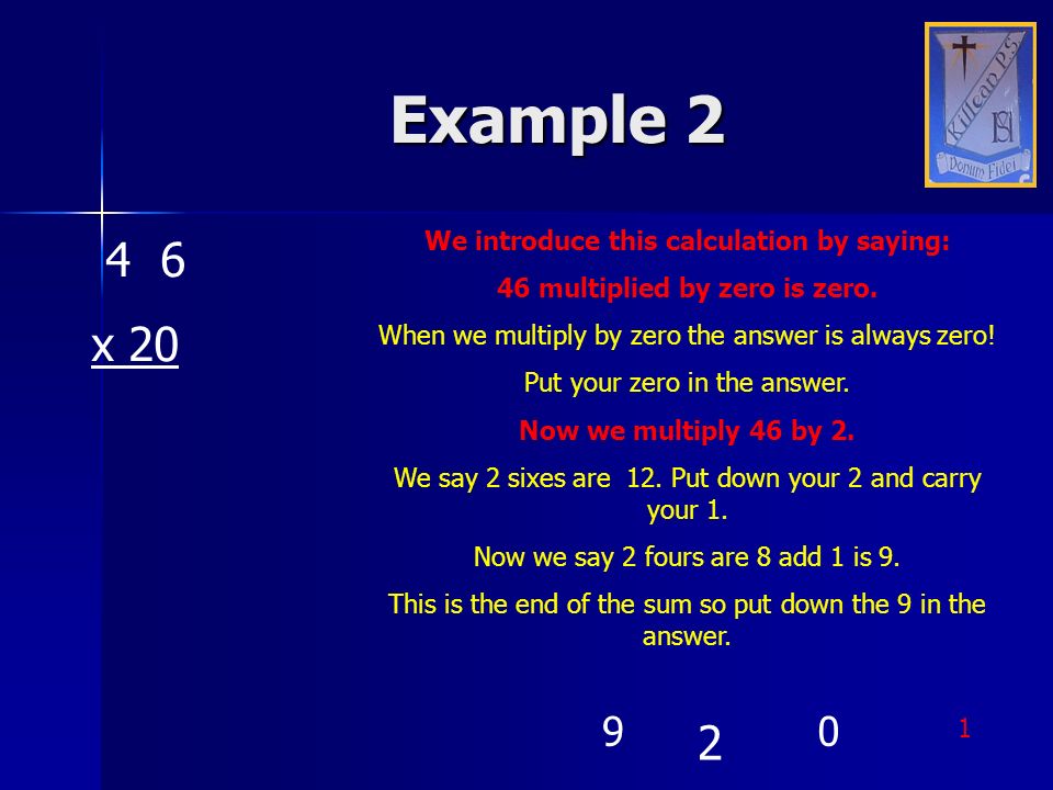 Example x We introduce this calculation by saying: