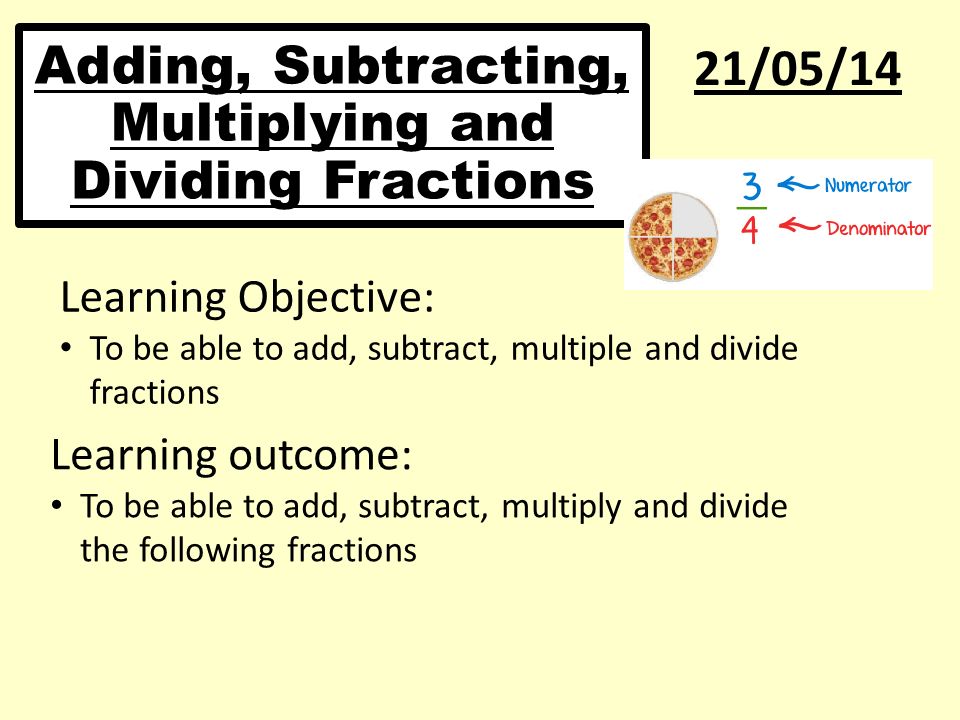 Adding, Subtracting, Multiplying and Dividing Fractions