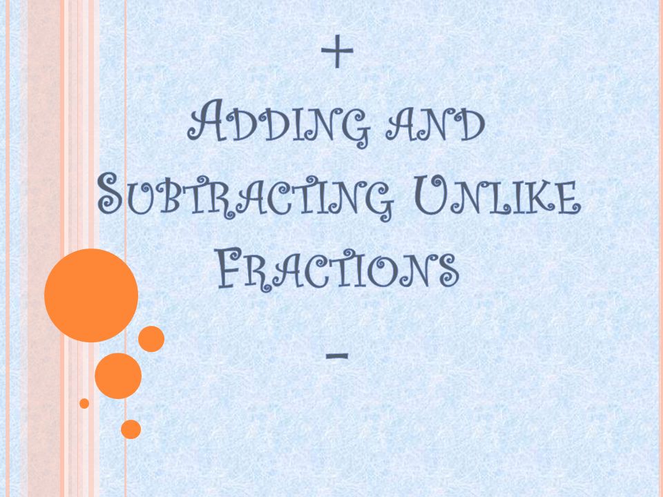 + Adding and Subtracting Unlike Fractions -