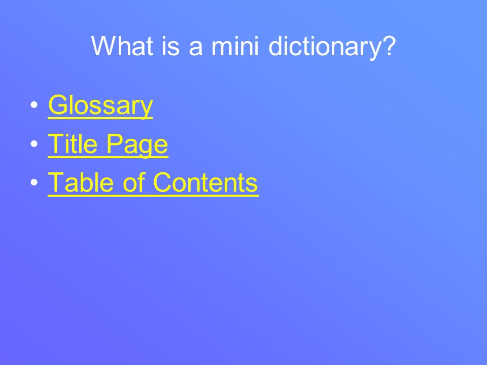 What is a mini dictionary